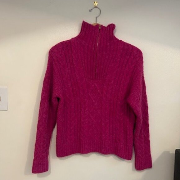 Anthropologie Payton Cable Knit 1/4 Zip Fishermen Sweater- Size Medium - Picture 2 of 9
